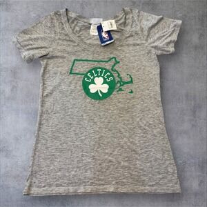 NBA Boston Celtics Womens Heather Grey Massachusetts Graphic T-Shirt Large NEW